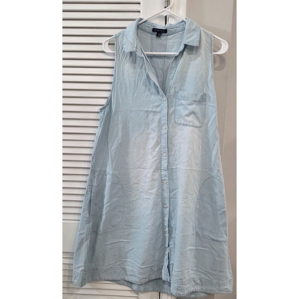 Womens Tommy Hilfiger Sleeveless Button Up Denim Dress 8